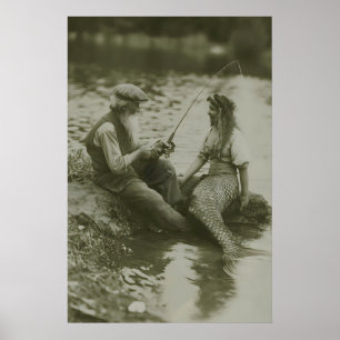 Die Meerjungfrau und der Fischer Vintage-Fotografi Poster
