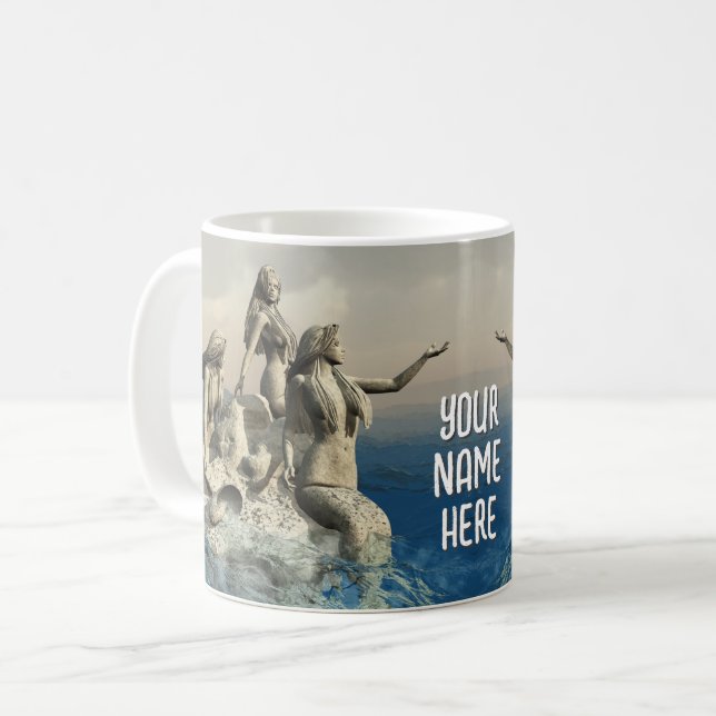 Die Meerjungstatue. Gestalted Kaffeetasse (Vorderseite Links)