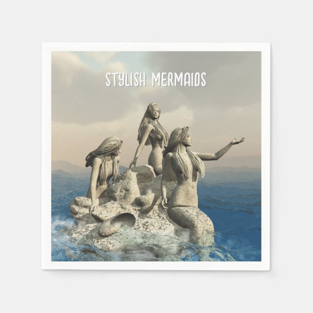Die Meerjungstatue. Gestalted Serviette (Vorderseite)