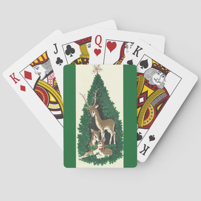 Die meiste schöne Vintage Weihnachtsren-Familie Spielkarten (Rückseite)