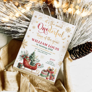 Die meiste Zeit Weihnachten Schlitten 1. Geburtsta Einladung