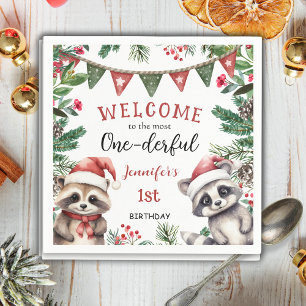 Die meisten ONEderful Raccoon Christmas 1. Gebur Serviette