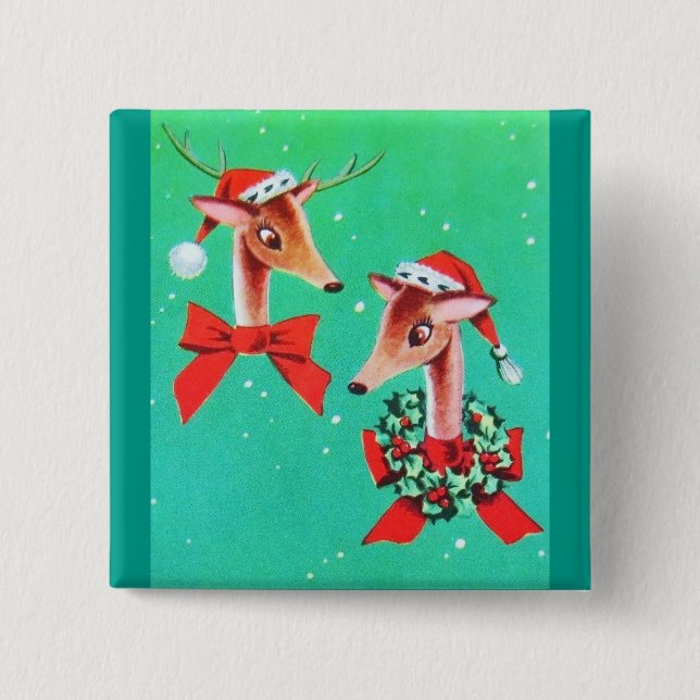 Die meisten schönen Vintagen Weihnachtsrotwild Button (Vorderseite)