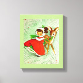 Die meisten schönen Vintagen Weihnachtsrotwild u. Leinwanddruck