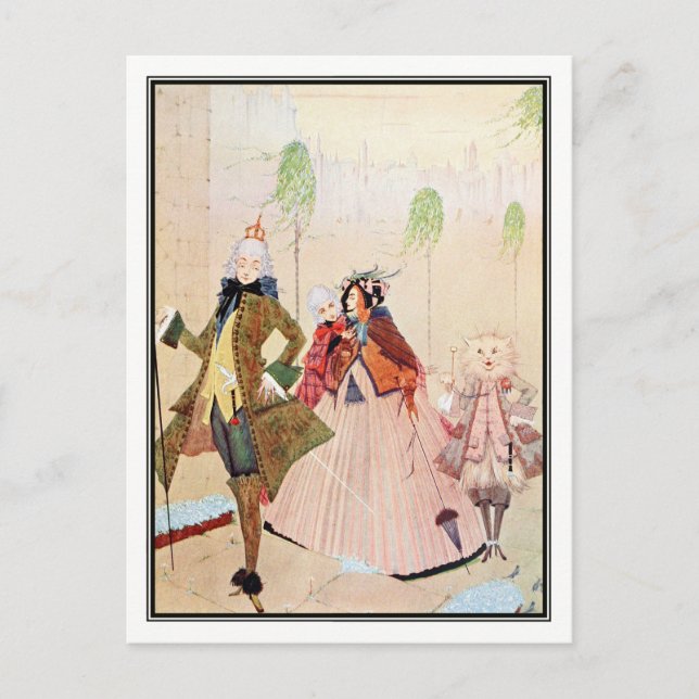 Die Meisterkatze von Harry Clarke Postkarte (Vorderseite)