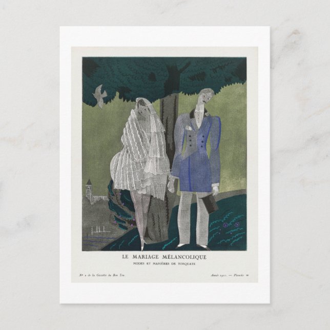 Die Melancholische Ehe, Charles Martin Postkarte (Vorderseite)
