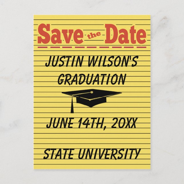 Die Memo Graduation Cap Save the Date-Karte got Postkarte (Vorderseite)