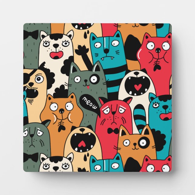Die Menge an Katzen Fotoplatte (Vorderseite)