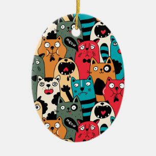 Die Menge an Katzen Keramik Ornament