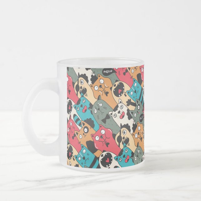 Die Menge an Katzen Mattglastasse (Links)