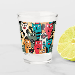 Die Menge an Katzen Schnapsglas