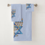Die Menorah Badhandtuch Set<br><div class="desc">Eine schöne Menorah für die Hanukkah Ferien Dekoration.</div>
