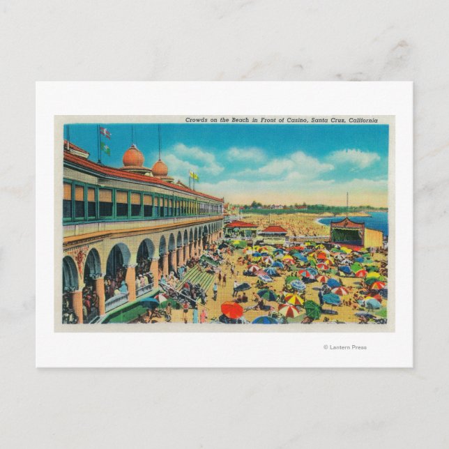 Die Menschenmengen am Strand vor dem Casino Postkarte (Vorderseite)