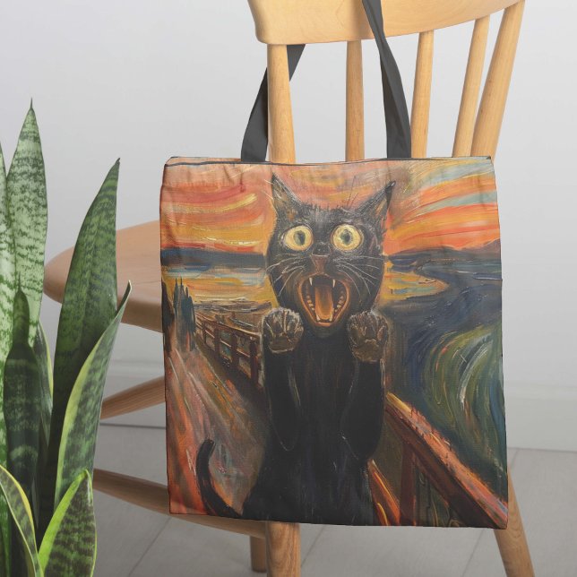 Die Meow (Introducing "The Scream Cat" tote bag, a purr-sonalized twist on Munch's classic scream! )