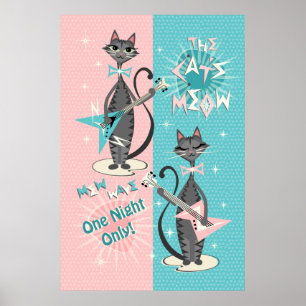 Die Meow / Mew Wave Night der Katze Poster