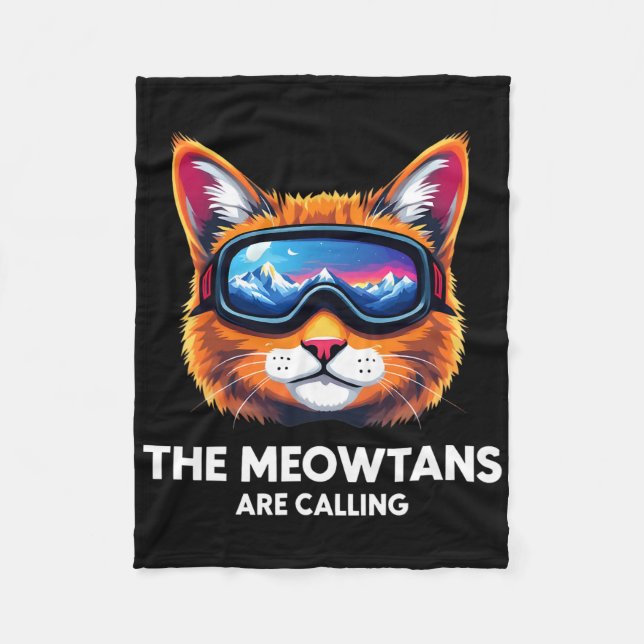 Die Meowtains nennen Cat Lover Mountain Skier Fleecedecke (Vorderseite)