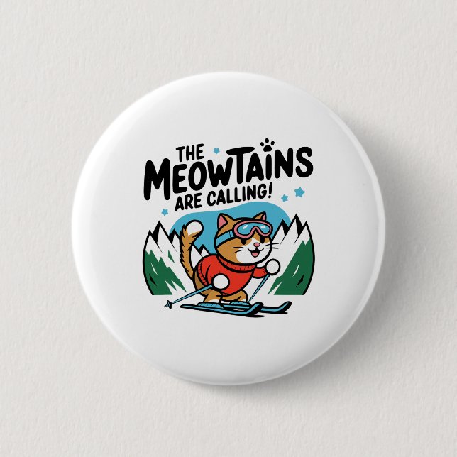 Die Meowtains rufen Katze Snowboard Ski Männer Wo Button (Vorderseite)