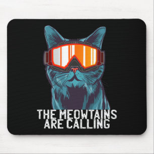 Die Meowtains rufen lustige Ski-Schneebrett-Brille Mousepad