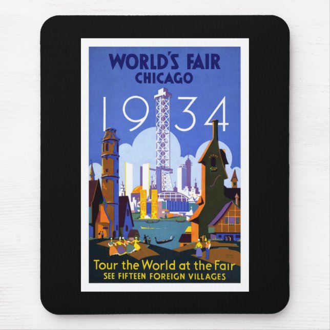 "Die Messe der Welt, Chicago 1934" Vintag Mousepad (Vorne)
