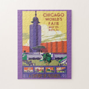 Die Messe-Vintages Reise-Plakat Chicago-Welt Puzzle