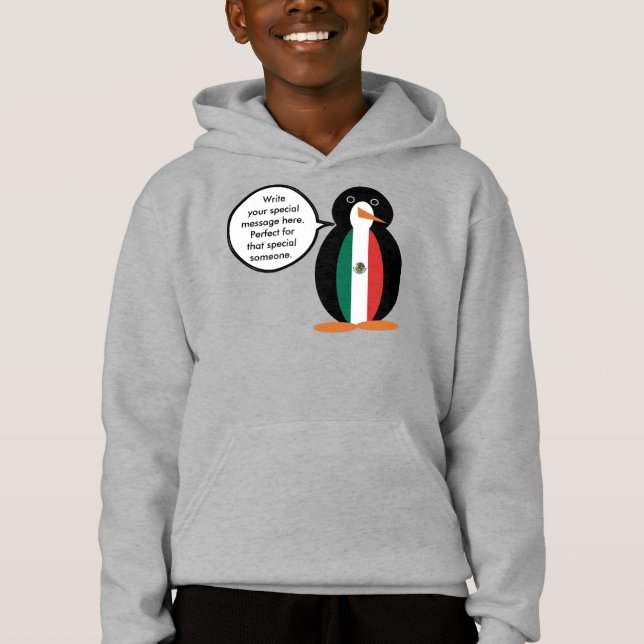 Die mexikanische Flagge spricht Frau Pinguin Boys' Hoodie (Vorderseite)