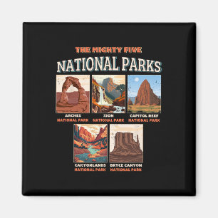 Die Mighty Five Nationalparks Outdoor-Wander-Camp Magnet