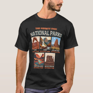 Die Mighty Five Nationalparks Outdoor-Wander-Camp T-Shirt