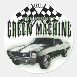 Die Mighty Green Machine Runder Aufkleber