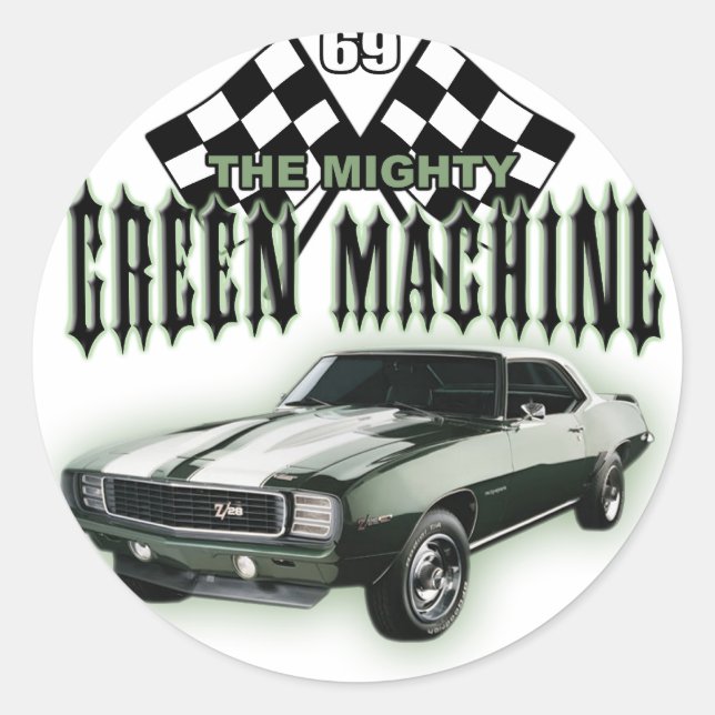 Die Mighty Green Machine Runder Aufkleber (Vorderseite)