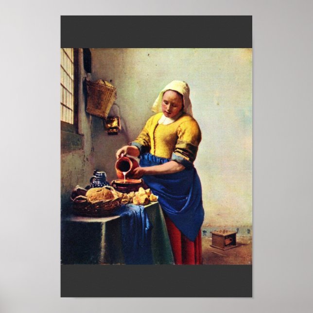Die Milchmädchen [1]. von Johannes Vermeer Poster (Vorne)