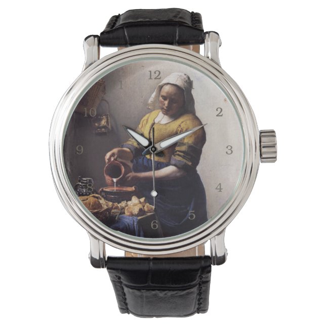 Die Milchmädchen von Johannes Vermeer Armbanduhr (Vorderseite)
