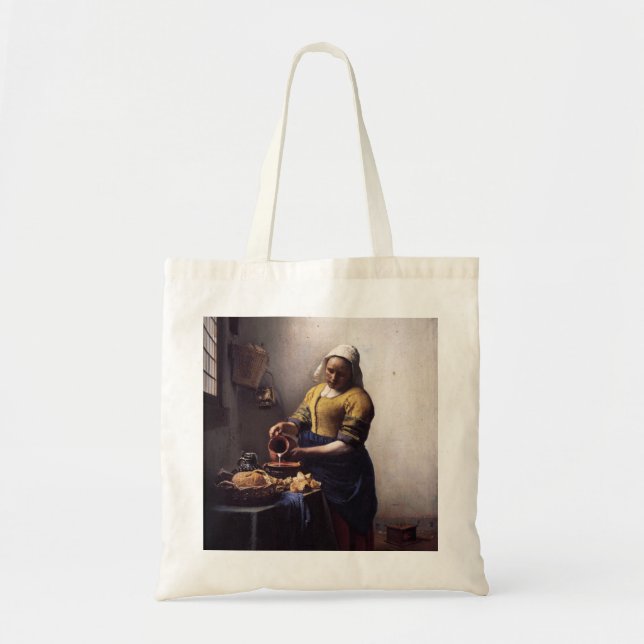 Die Milchmädchen von Johannes Vermeer Tragetasche (Vorne)