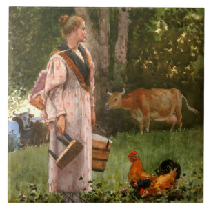Die Milchmagd (Ländlicher Milchviehbetrieb) Fliese