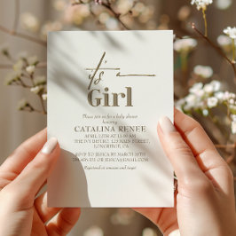 Die Minimalistische Baby-Dusche mit Girl Chic Gold Einladung