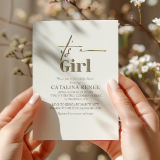 Die Minimalistische Baby-Dusche mit Girl Chic Gold Einladung