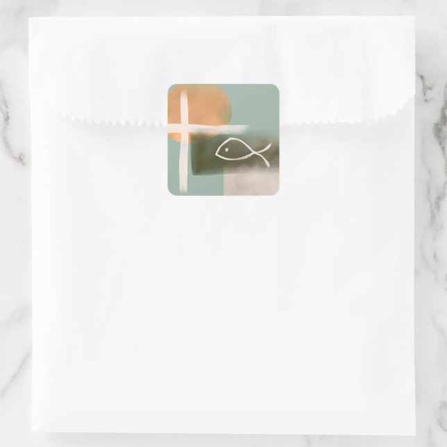 Die minimalistische Kunst der Erde Quadratischer Aufkleber (Tasche)