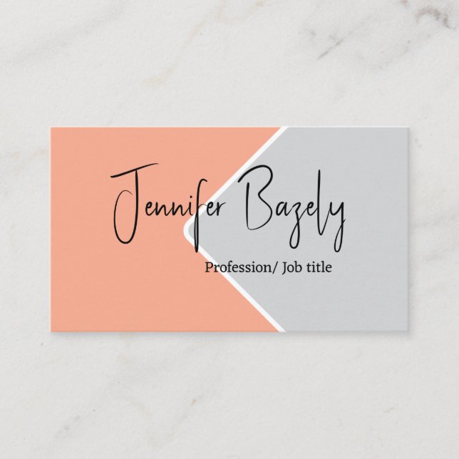 Die minimalistische Visitenkarte in Rosa und Grau (Vorderseite)