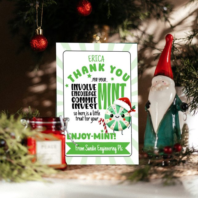 Die Mint Holiday Card mit Individuelle Name zum Fe Dankeskarte (Von Creator hochgeladen)