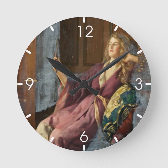 Die Minx (von John Collier) Runde Wanduhr (Vorderseite)