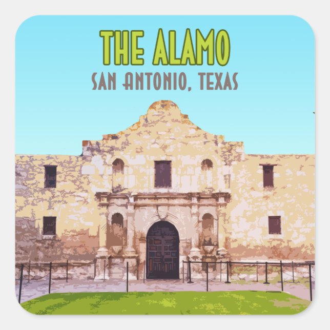 Die Mission von Alamo San Antonio Texas Quadratischer Aufkleber (Vorderseite)