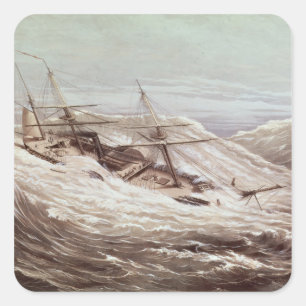 Die Mississippi-Dampf-Fregatte in einem Taifun Quadratischer Aufkleber