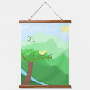 Die mit Acrylfarben bemalte Natur Wandteppich Mit Holzrahmen