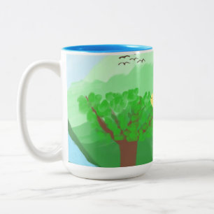 Die mit Acrylfarben bemalte Natur Zweifarbige Tasse