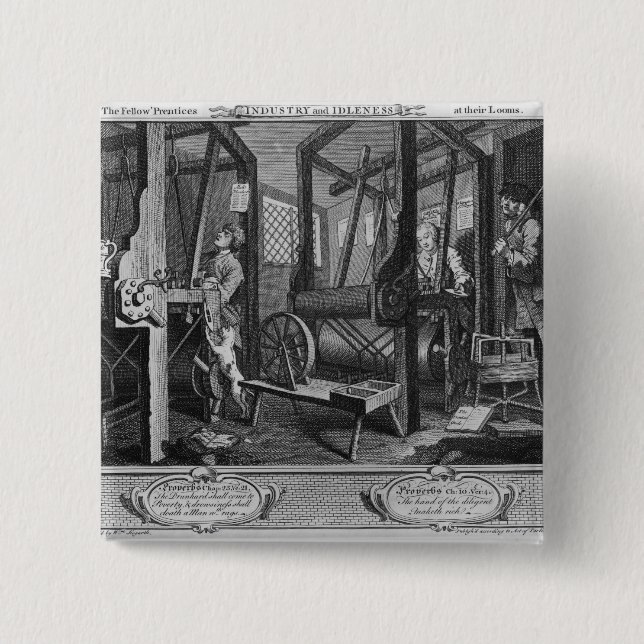 Die Mit'Lehrlinge an ihren Webstühlen Button (Vorderseite)