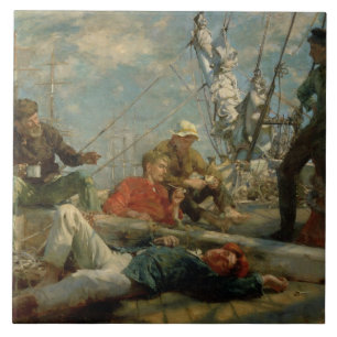 Die MittagsErholung (Yarning Seeleute), 1906 (Öl Fliese