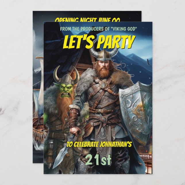 Die mittelalterliche Fantasy-Schifffahrt "Viking t Einladung (Vorne/Hinten)