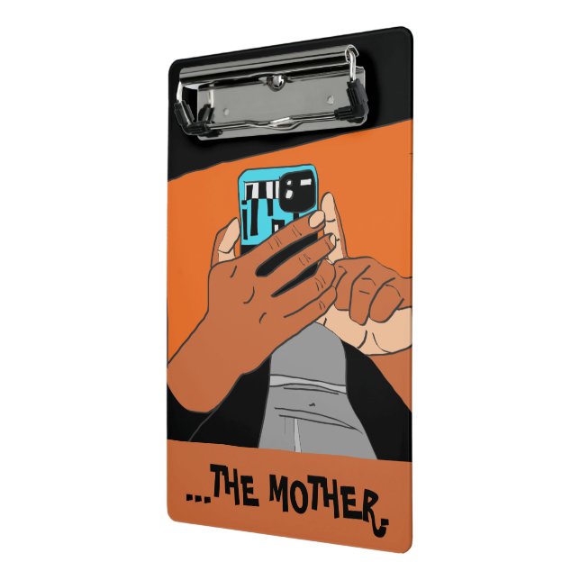 Die mobilen Hände der Mutter Cyan Orange Black Mini Klemmbrett (Gewinkelt2)