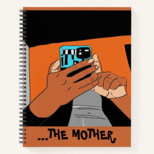 Die mobilen Hände der Mutter Cyan Orange Black Notizbuch