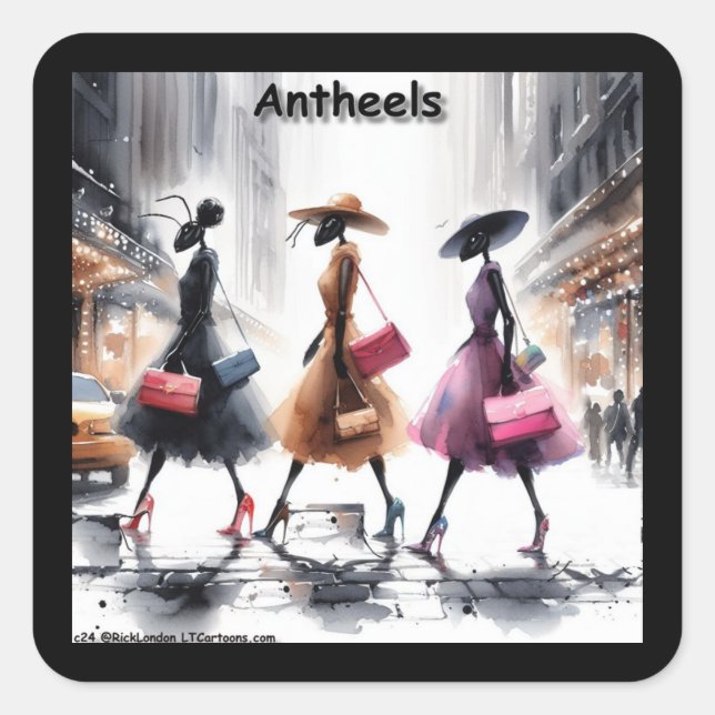 Die Mode-Ameisen der Stadt New York Quadratischer Aufkleber (Vorderseite)