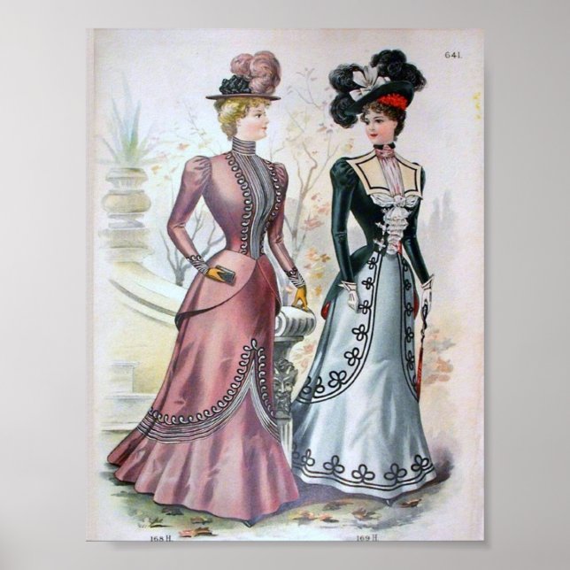 Die Mode der Vintagen Frauen in den 1890er Jahren Poster (Vorne)